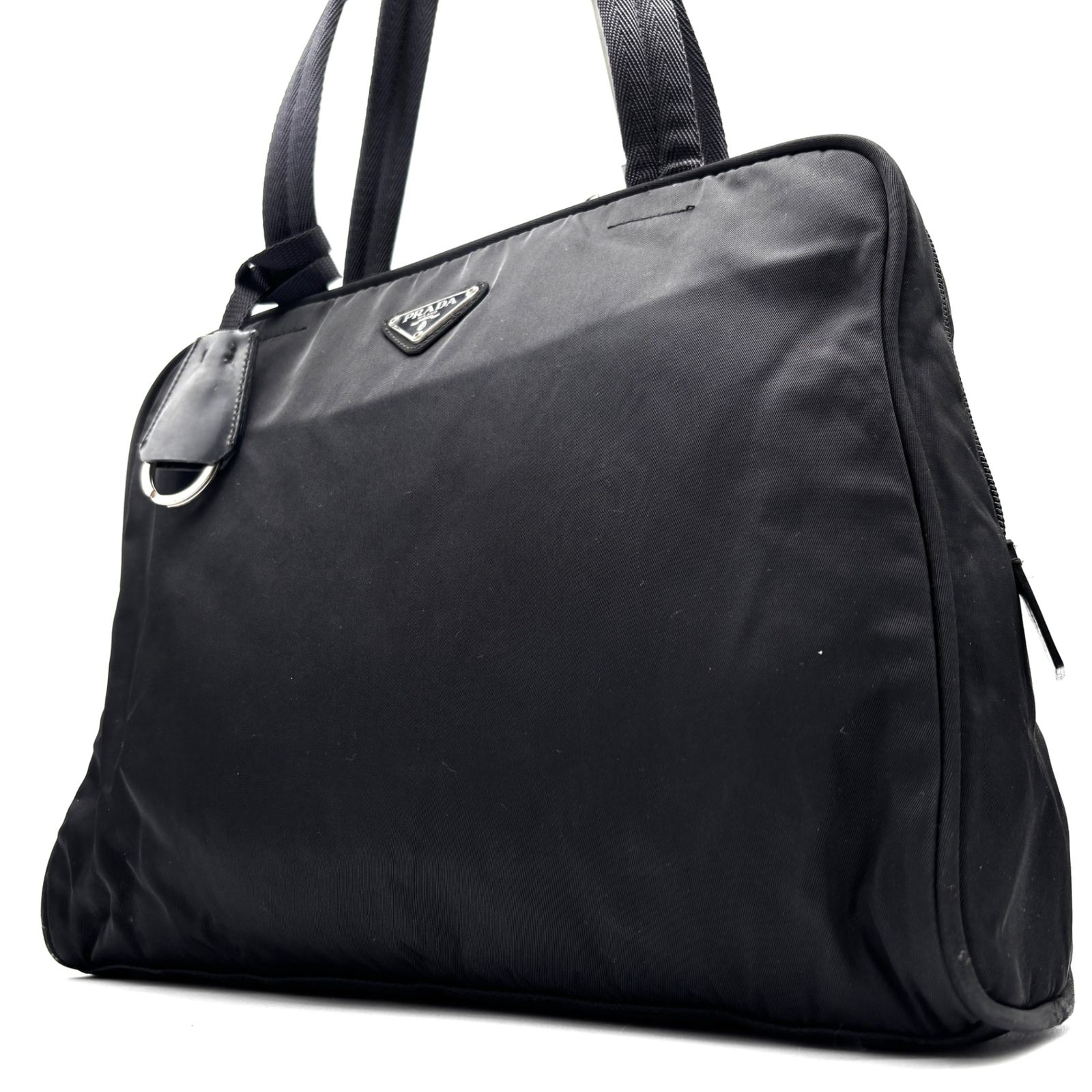 正規品 PRADA プラダ ハンドバッグ トートバッグ 三角ロゴ プレート 白