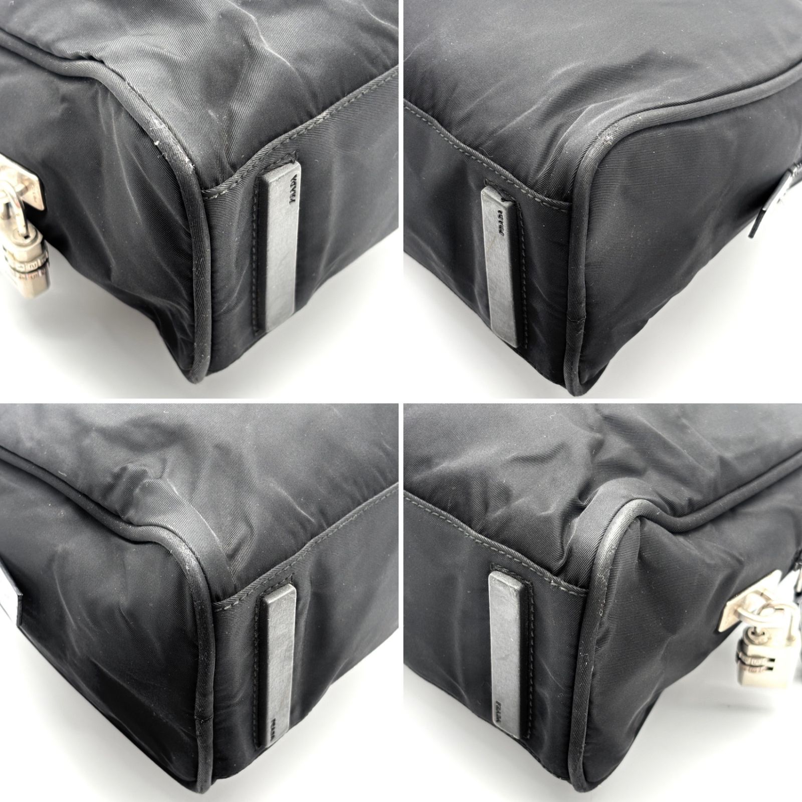 【A4対応・美品】PRADA プラダ トートバッグ 南京錠付き 三角ロゴ 黒 PRADA】プラダ 南京錠付き ナイロンハンドバッグ(トートバッグ) 三角