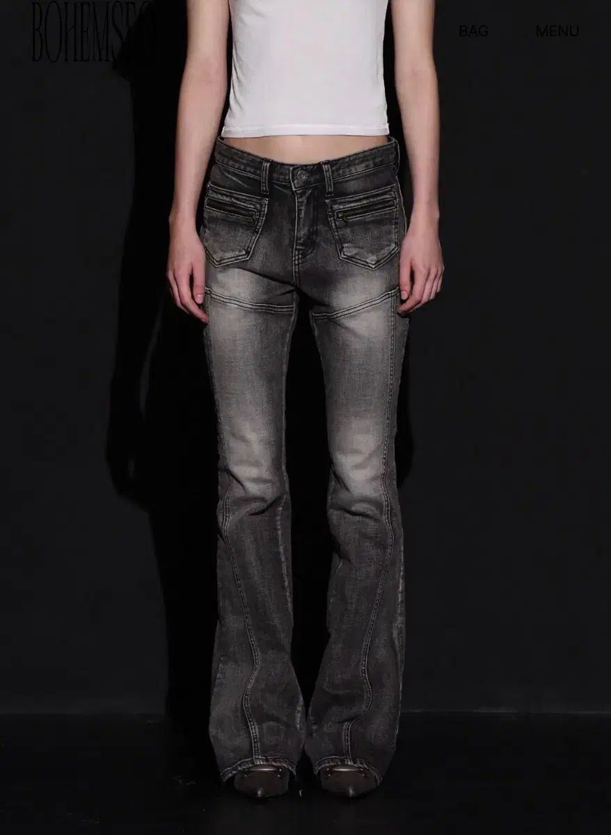 BOHEMSEO ボヘミアンソウル ブーツカットデニムパンツ BOHEMSEO ボヘミアンソウル ブーツカット デニム グレー M - メルカリ