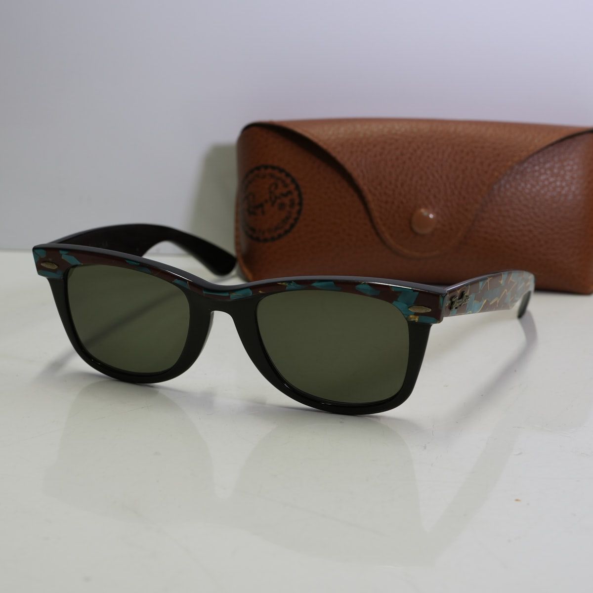 B&L Ray-Ban WAYFARER サングラス USED美品 ボシュロム レイバン ターコイズモザイク Made in USA ヴィンテージ 中古 X7199 B&L Ray-Ban WAYFARER サングラス USED美品 ボシュロム レイバン