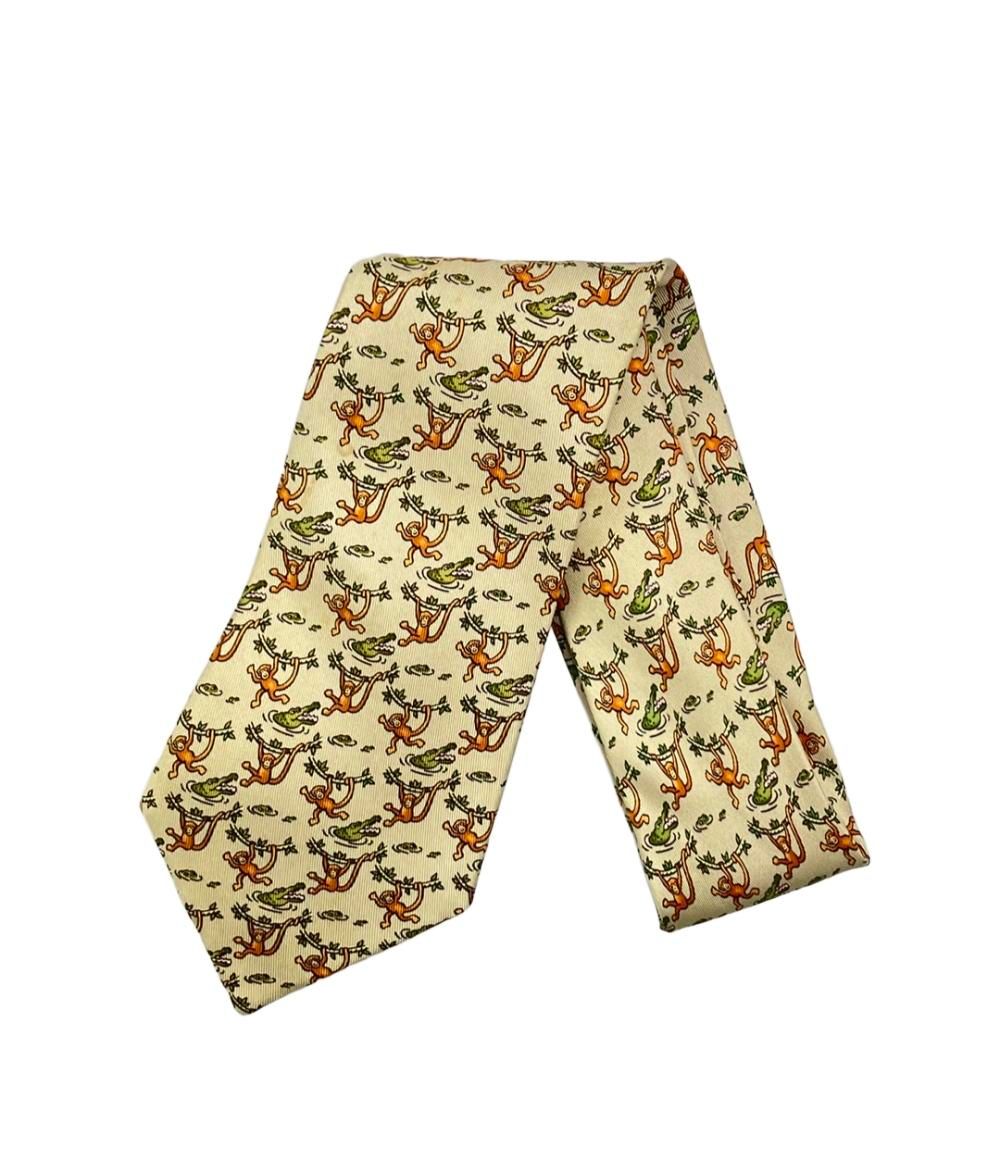 エルメス HERMES レディーバグデザイン シルク100% メンズ ネクタイ エルメス ネクタイ シルク100% 猿 ワニ メンズ HERMES - メルカリ