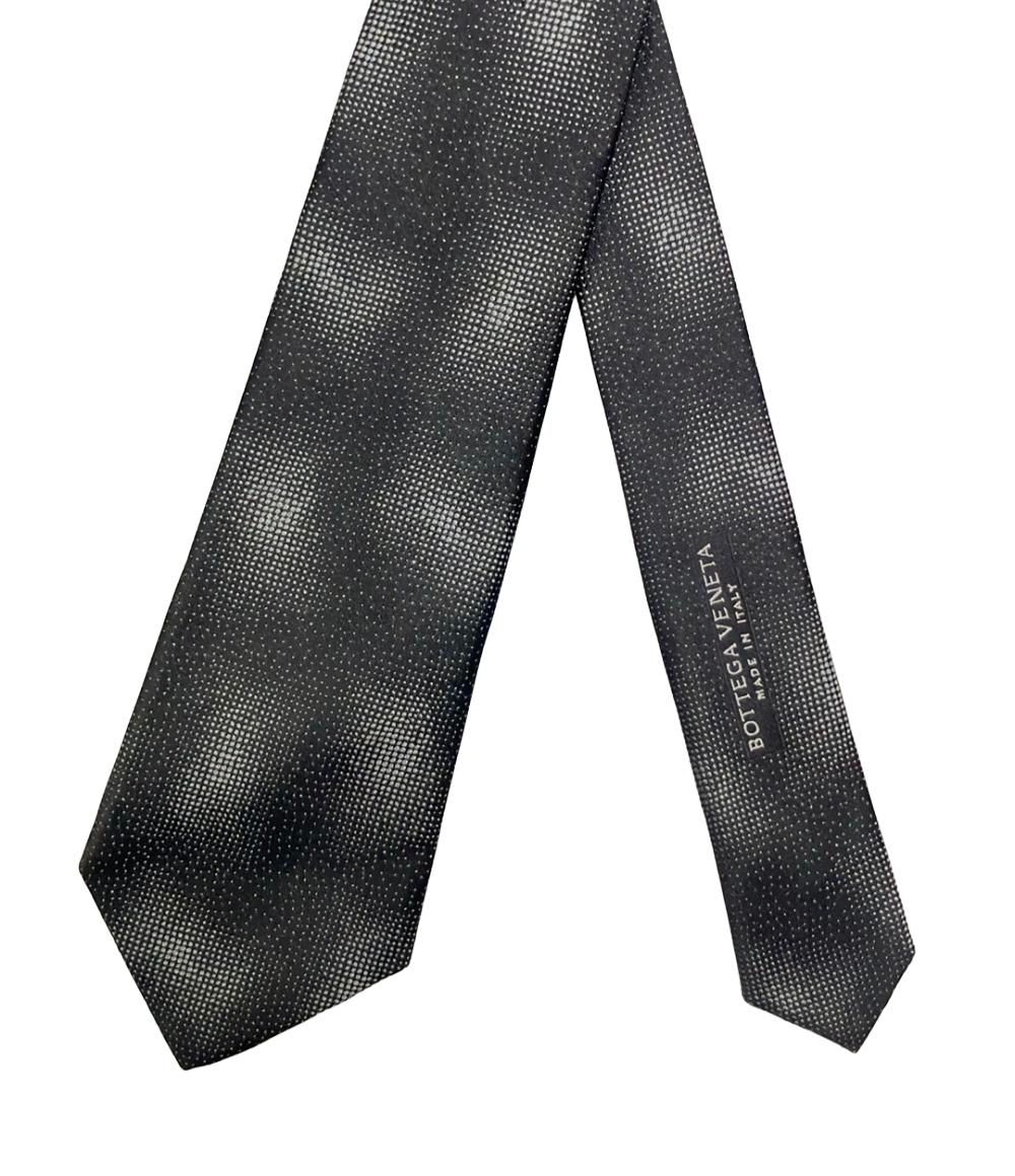 Bottega Veneta 幾何学模様 シルク100%ブラックネクタイ 美品 ボッテガ・ヴェネタ ネクタイ シルク100% メンズ BOTTEGA VENETA