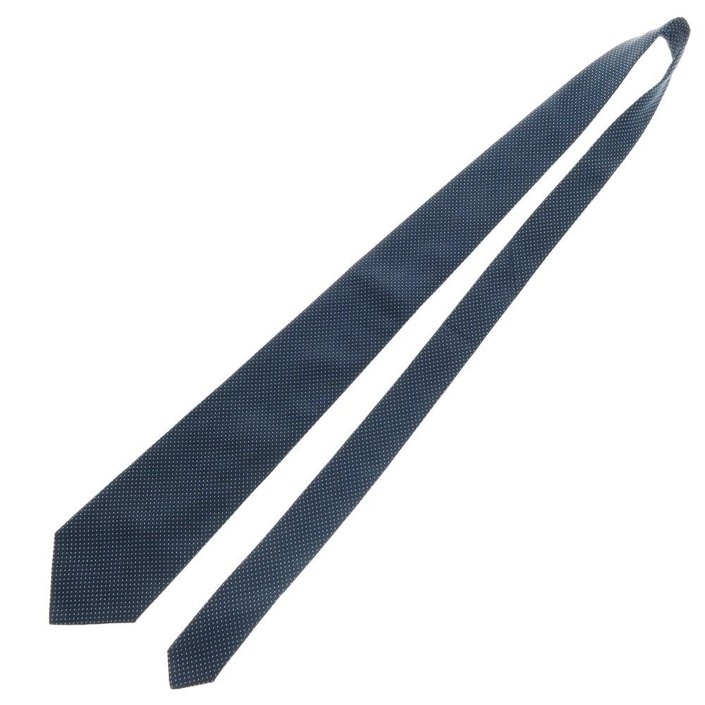 中古】シャルベ CHARVET シルク ドット柄ネクタイ ネイビーxホワイト