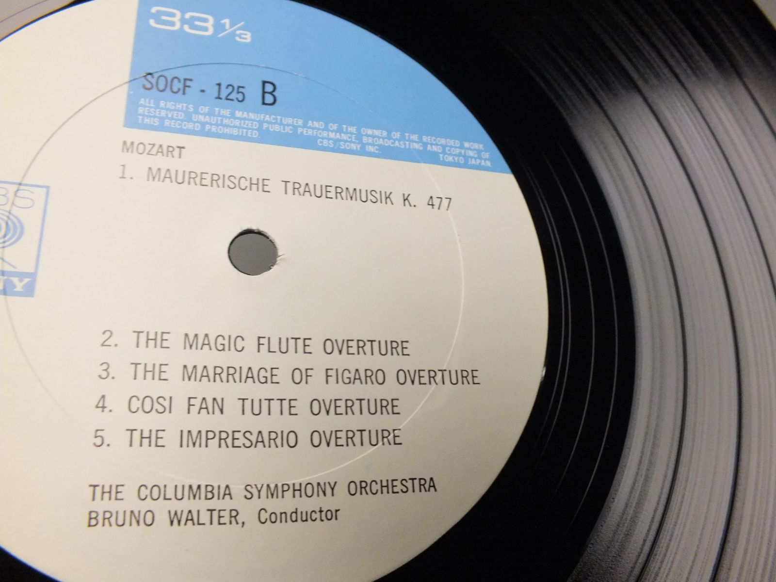 LP SOCF-125 ブルーノ・ワルター BRUNO WALTER モーツァルト 管弦楽