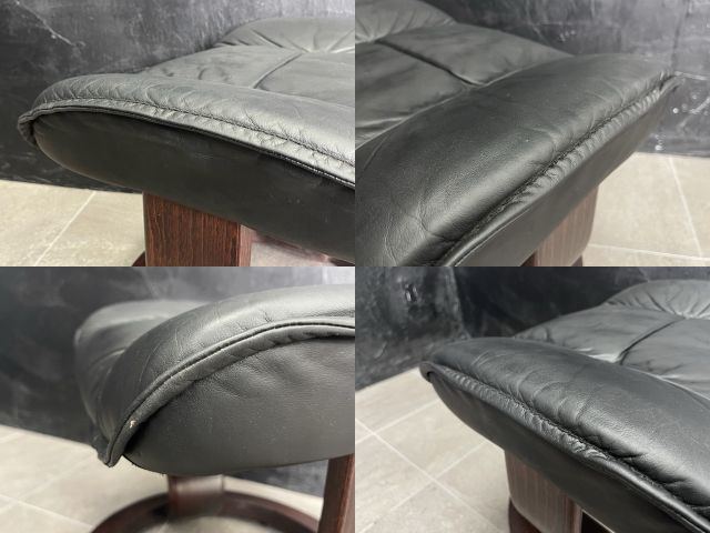 オットマン 【中古】EKORNES 本革 レザー ブラック ノルウェー フット