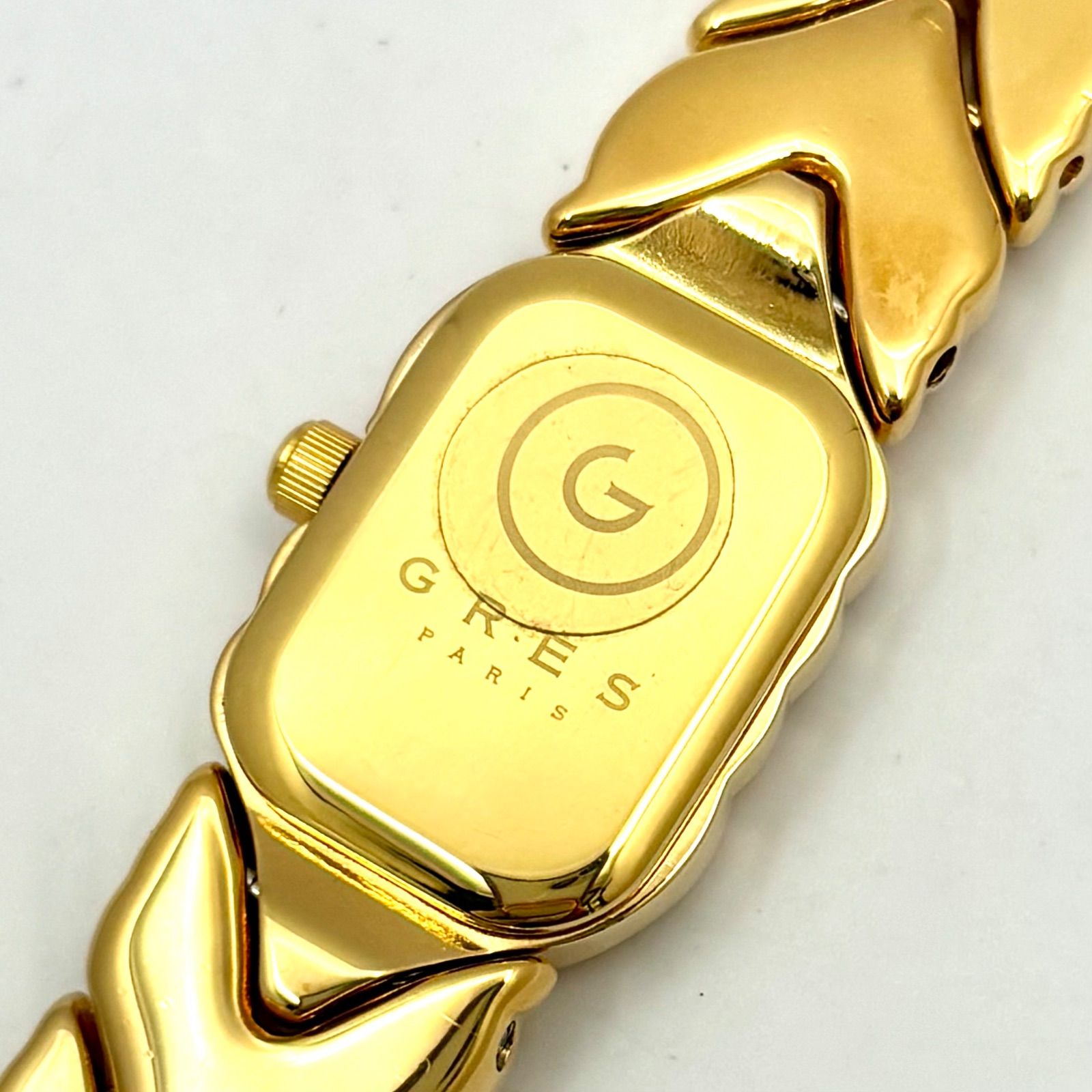 箱付/美品/新品電池】GRES グレ レディース 腕時計 1Pダイヤ ゴールド