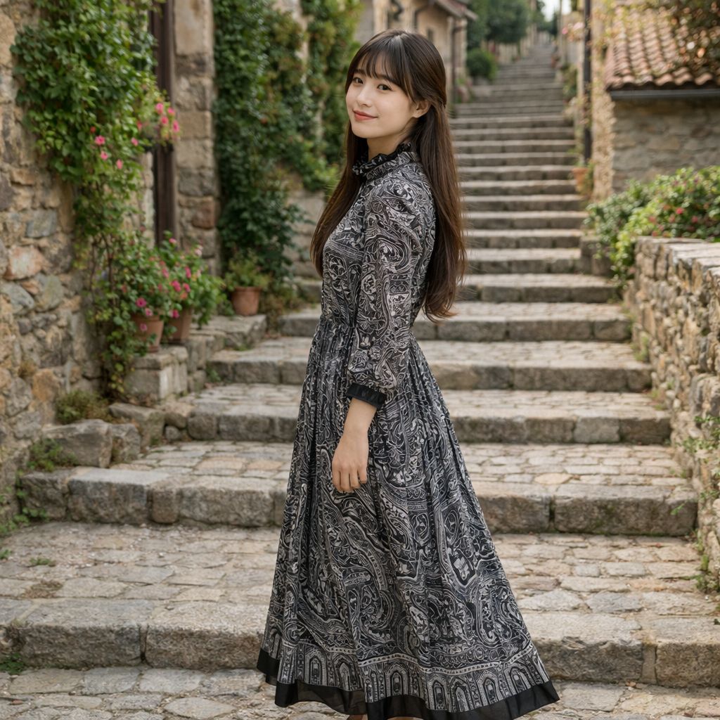 ペイズリー柄 ロングワンピース 長袖 美品 ETRO ペイズリー柄 ロング 
