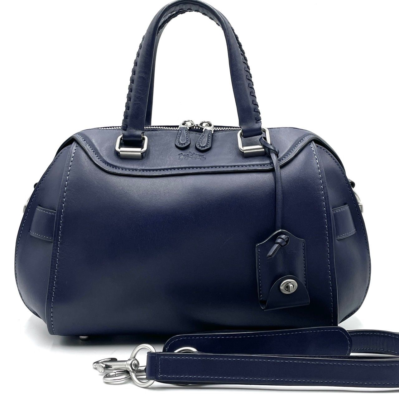 【美品】コーチ ショルダーバッグ 2WAY ハンドバッグ ネイビー系 チャーム付 COACH コーチ ショルダーバッグ 2WAY ハンドバッグ 斜め掛け 手提げ