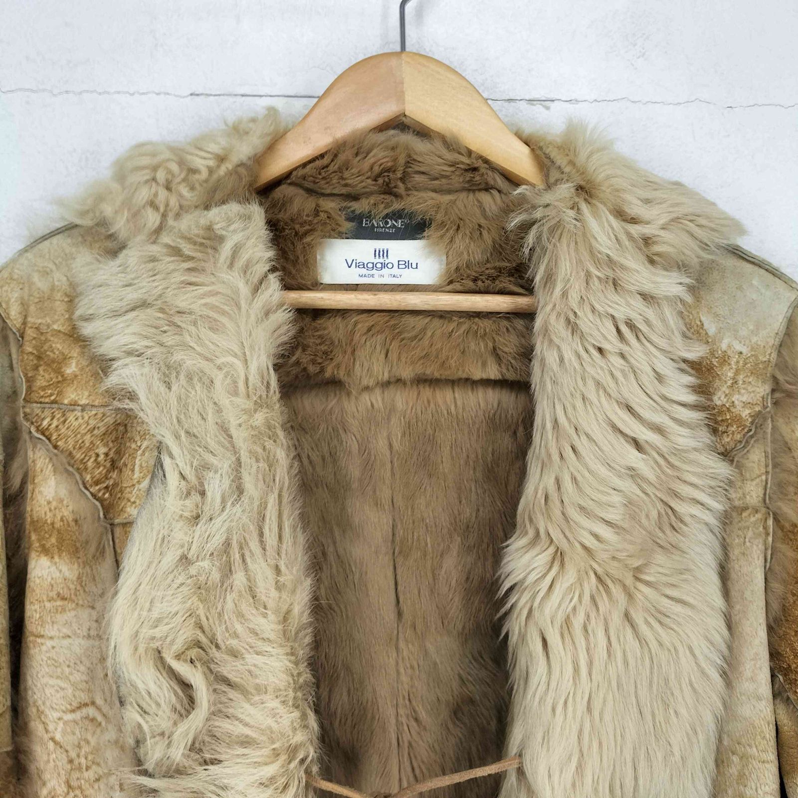 ビアッジョブルー Viaggio Blu BARONE パッチワークレザーファーコート