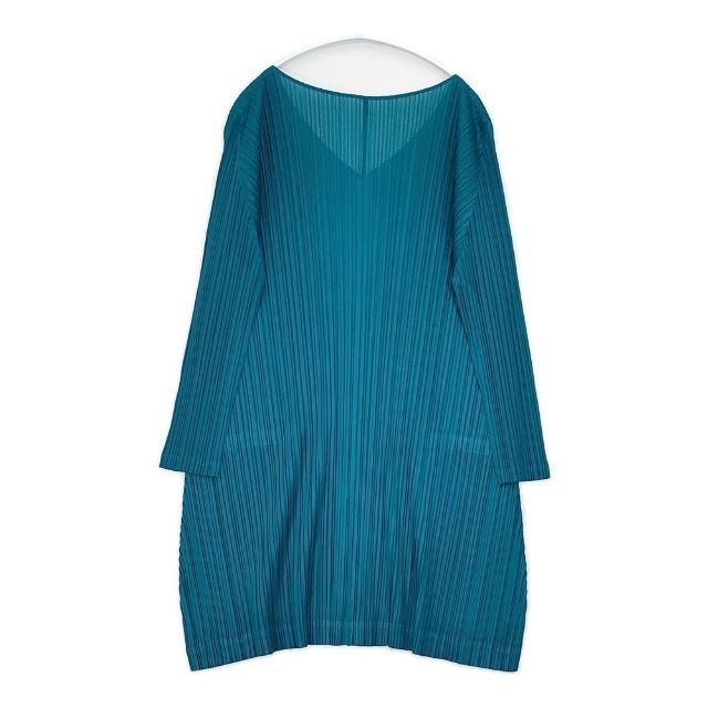 PLEATS PLEASE 横プリーツ チュニックワンピース 3 イッセイミヤケ PLEATS PLEASE ISSEY MIYAKE プリーツ Vネックワンピース サイズ3