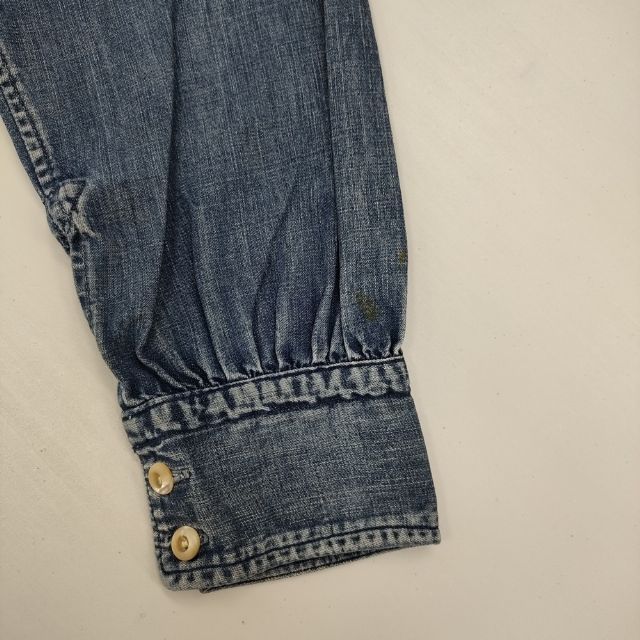 45R/45rpm 加工デニム インディゴ ピンタック ワンピース ブルー