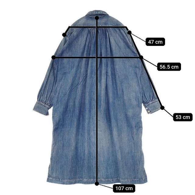 【新品・未使用】45R　インディゴ　ジーンズ 45R/45rpm 加工デニム インディゴ ピンタック ワンピース ブルー