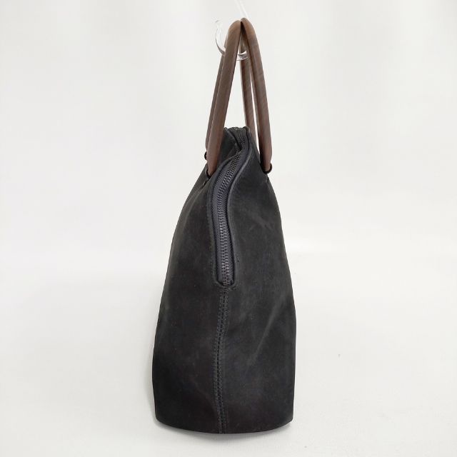 JURGEN LEHL ウッドハンドル ラウンド レザー トートバッグ ブラック