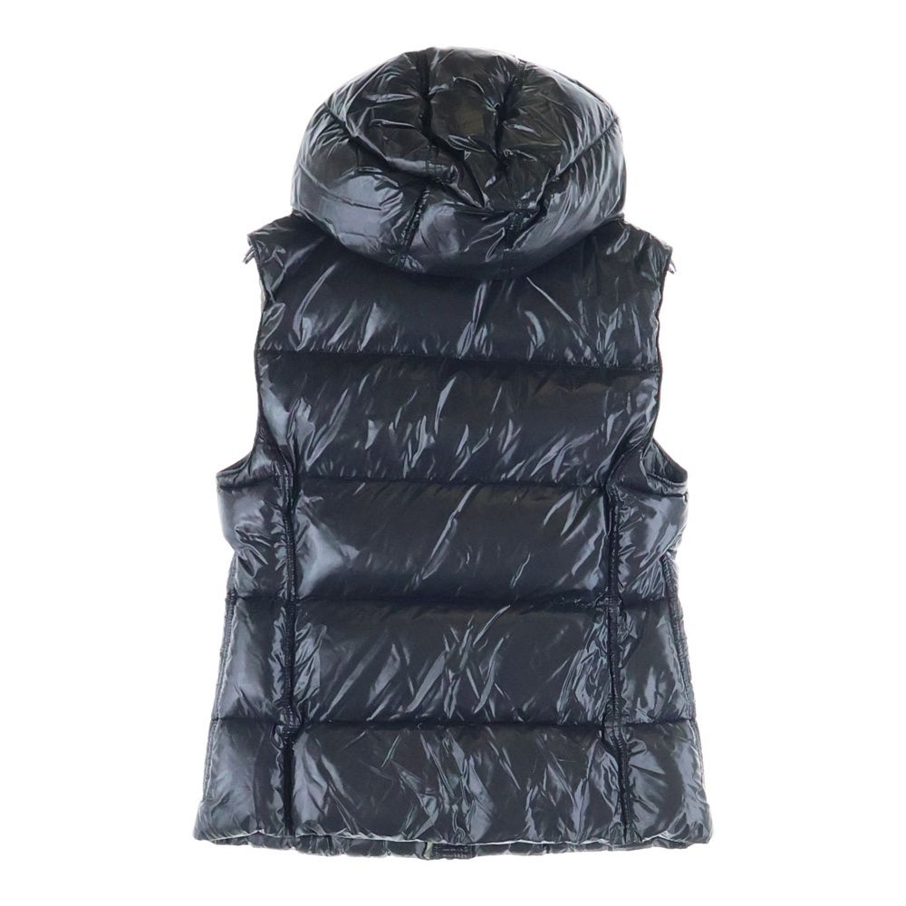 美品 バーバリーロンドン ファー付きジップアップ中綿ベスト　S〜М　ブラック BURBERRY LONDON (バーバリーロンドン) 裏地ノバチェック柄 フーデッド