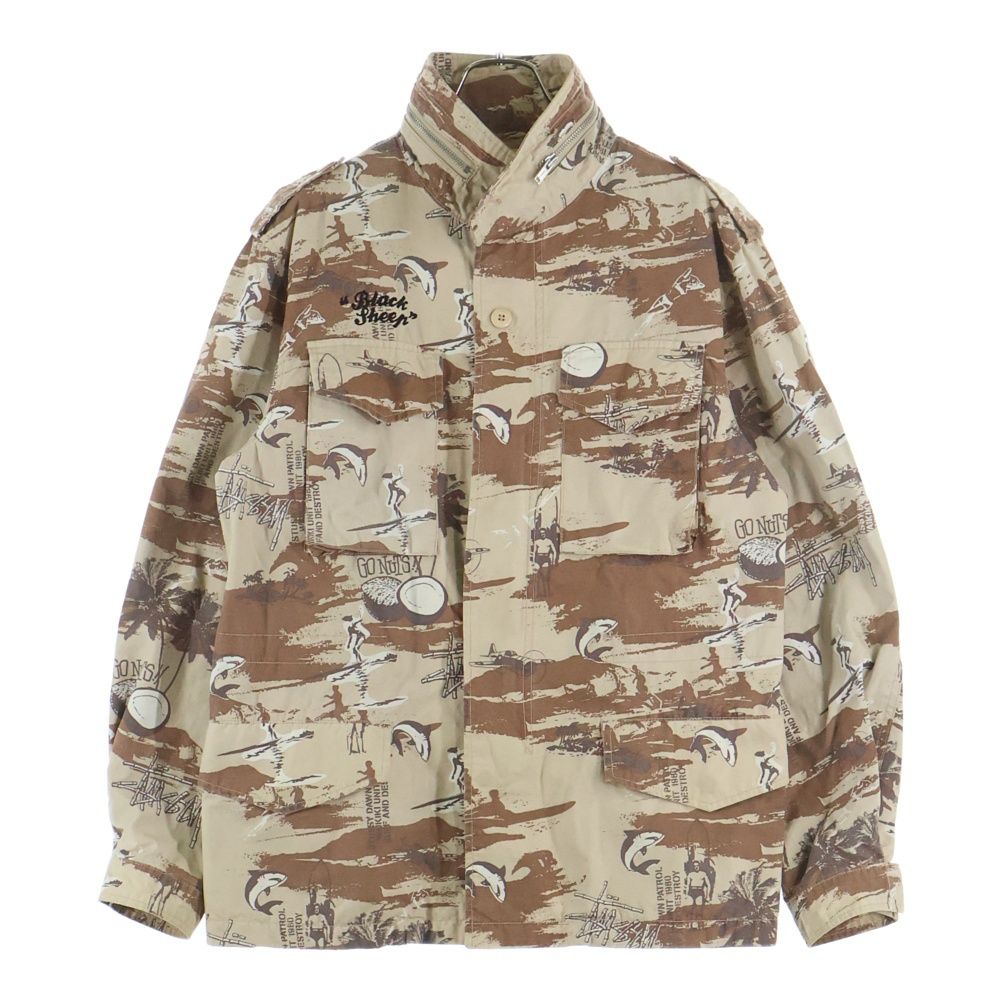 STUSSY (ステューシー) Black Sheep ロゴ刺繍 バックプリント 総柄 M65