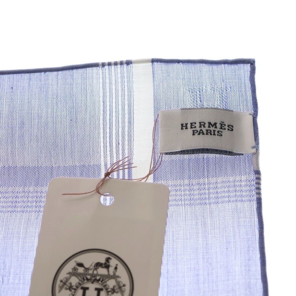 HERMES (エルメス) H レリーフ ハンカチ ブルー ブランドHERMES