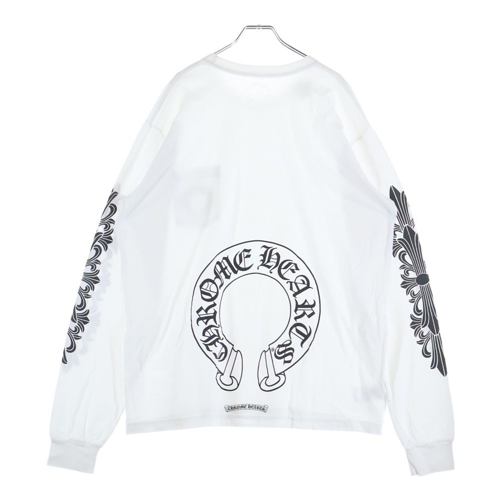 新作 クロムハーツ ロンT バックホースシュープリント ホワイト L