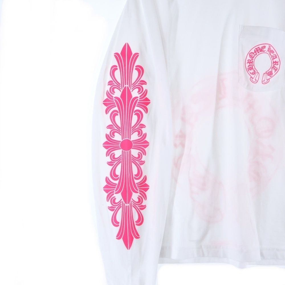 【新作】Sサイズ　クロムハーツ　ピンク　袖フローラル　　ホースシュー CHROME HEARTS (クロムハーツ) FLRL CRS HORSESHOE L/S バックホース