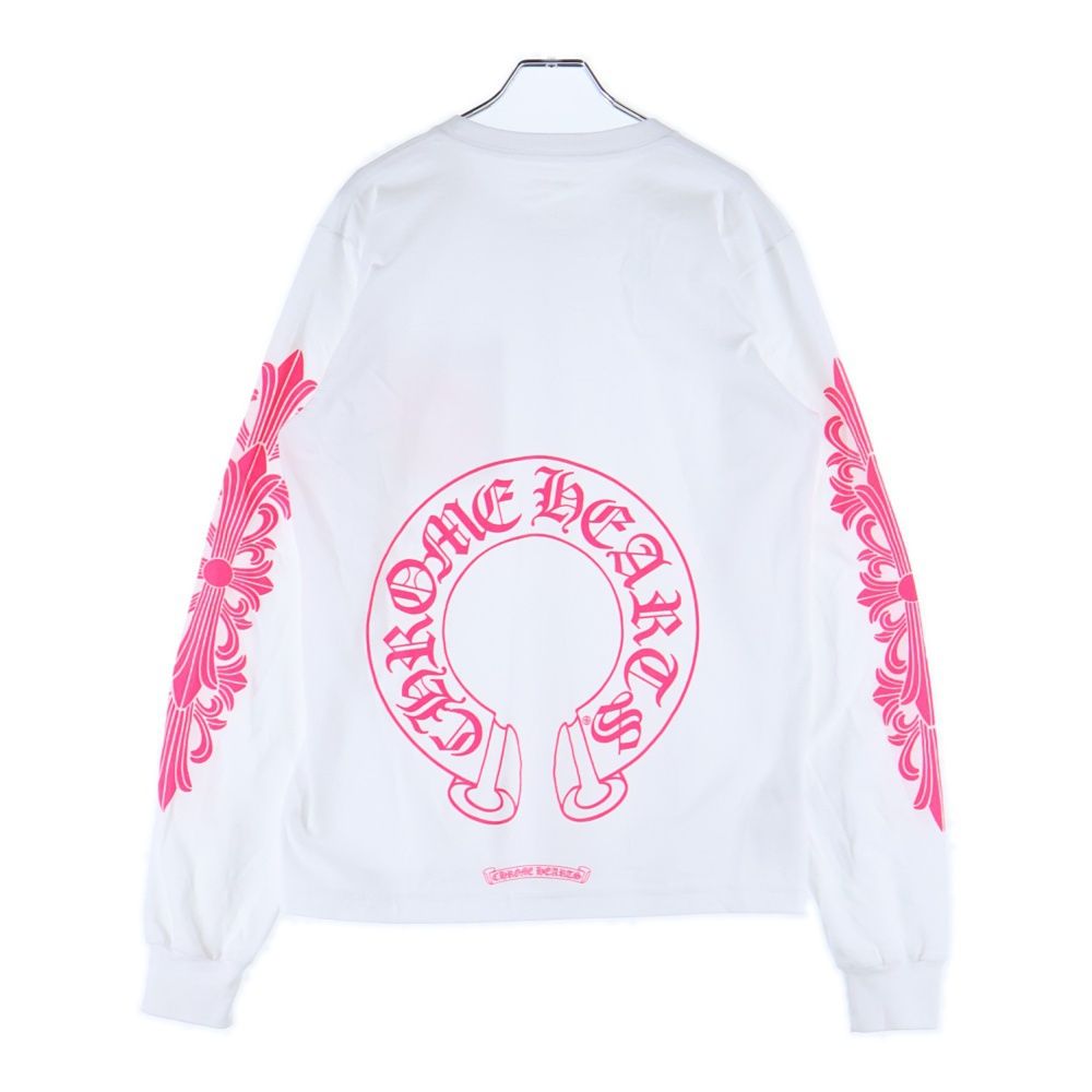 希少　新品　クロムハーツ ホースシュー　フローラル　ロンT ピンク　M 長袖 CHROME HEARTS (クロムハーツ) FLRL CRS HORSESHOE L/S バックホース