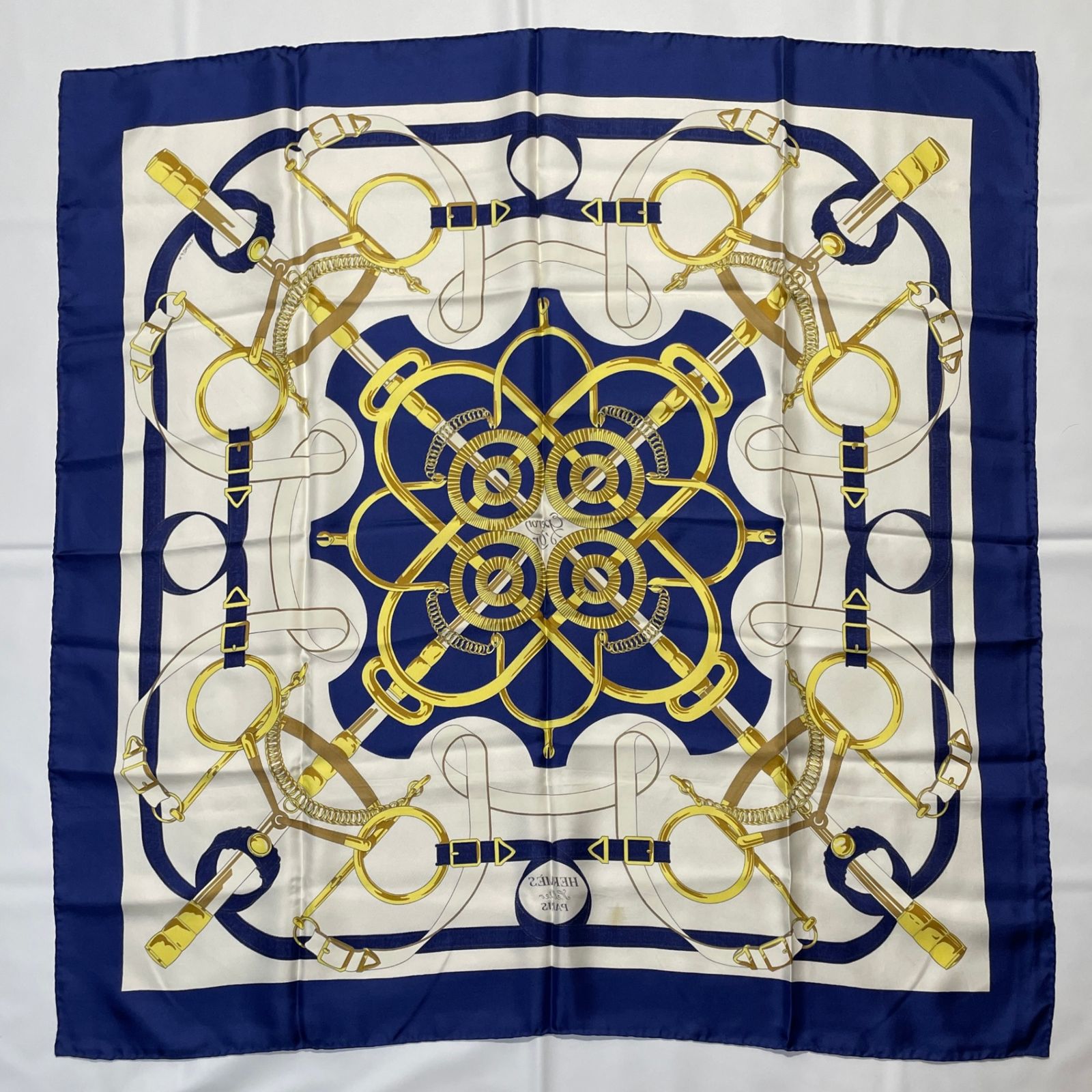 2511-207｜エルメス カレ 90 スカーフ シルク ブルー - メルカリ