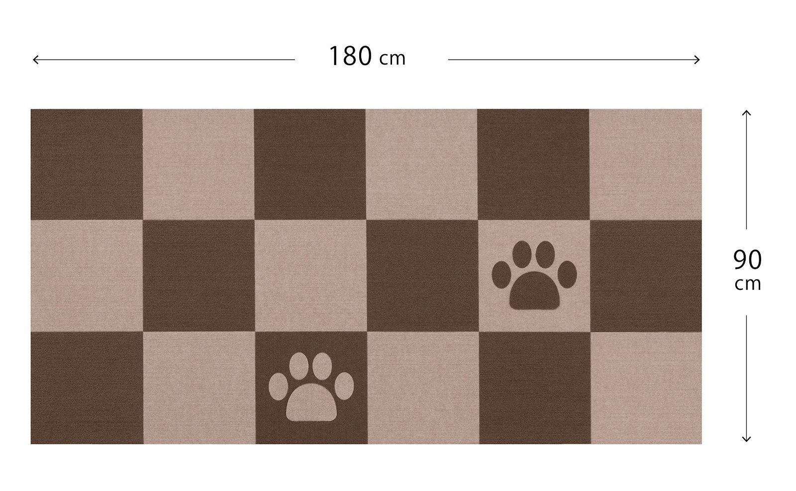 撥水 消臭 洗える】サンコー ずれない タイルカーペット 30×30cm ブラウン 【日本製 ベージュ 18枚 無地+足形セット カーペットタイプ おくだけ吸着 ジョイントマット KV-63