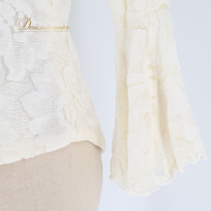 フラメンコ 衣装 トップス ブラウス 白 アイボリー レース フリル