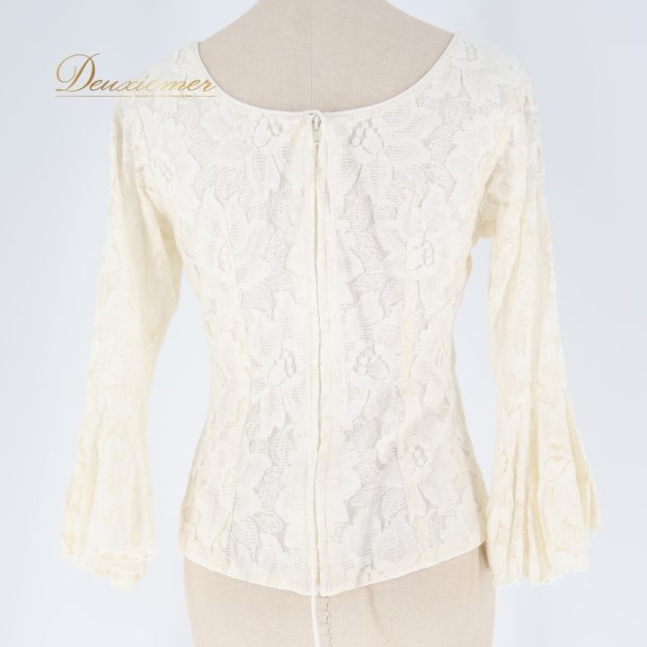 フラメンコ 衣装 トップス ブラウス 白 アイボリー レース フリル