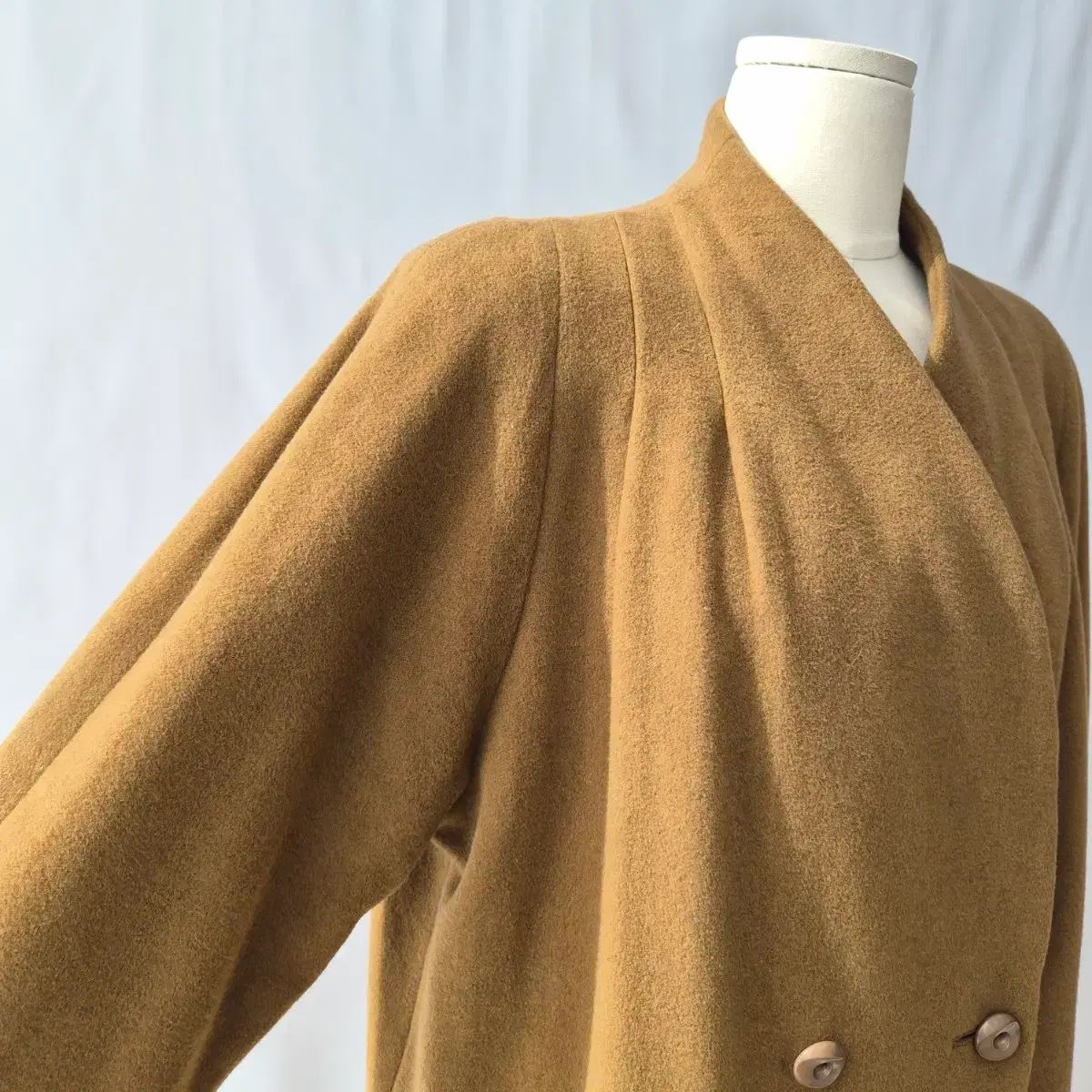 SANYO Carat ウール100% キャメル ダブル ノーカラー コート - メルカリ