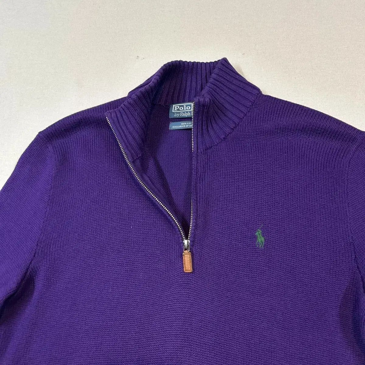 美品 ポロラルフローレン ハーフジップ コットンニット XL ネイビー 