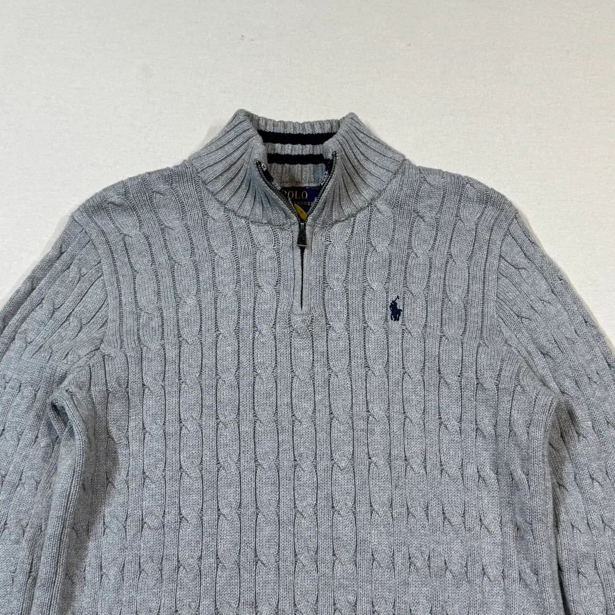 【新品QR】ポロラルフローレン ケーブルニット ハーフジップ M グレー レディース Mサイズ) ポロラルフローレン ケーブル ニット ハーフ