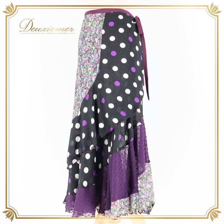 【美品 フラメンコ衣装】パープル ファルダ ボランテ スカート フリル 紫 フラメンコ 衣装 巻きスカート ラップスカート ファルダ スカート 紫