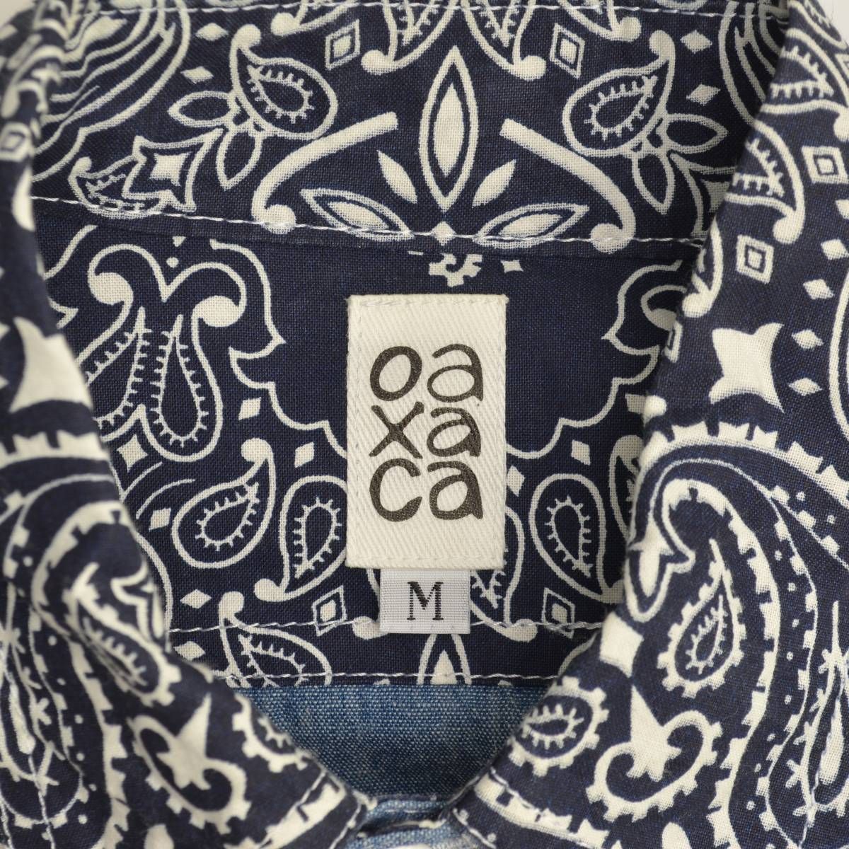 オアハカ　oaxaca スタンドカラーシャツ　ペイズリー　ブラック　別注　超美品 OAXACA】ペイズリー切替シャンブレー長袖シャツ - メルカリ
