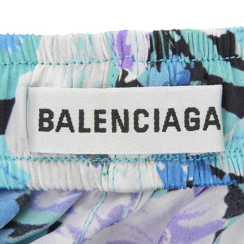 BALENCIAGA バレンシアガ 美品 フラワー総柄 シルクドレープパンツ  