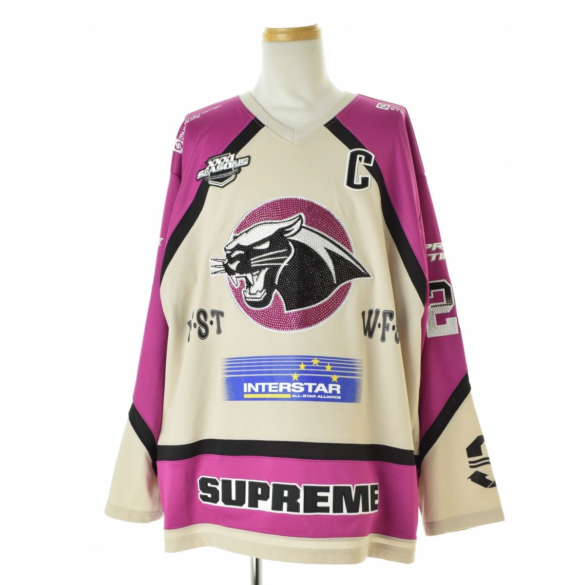 SUPREME】25SS Rhinestone Hockey Jersey ラインストーンホッケー