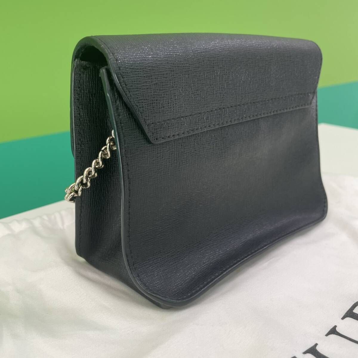 豊】FURLA フルラ レザー ワンショルダー チェーン ミニバッグ