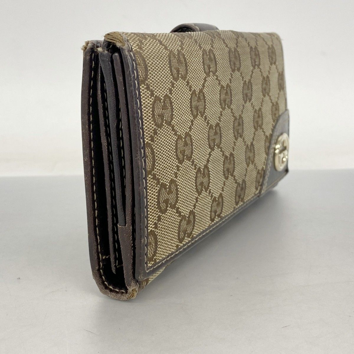 グッチ 長財布 インターロッキング GGキャンバス GG柄 革 ゴールド金具 6ad4069-k】グッチ 長財布 GGキャンバス インターロッキングG 181593