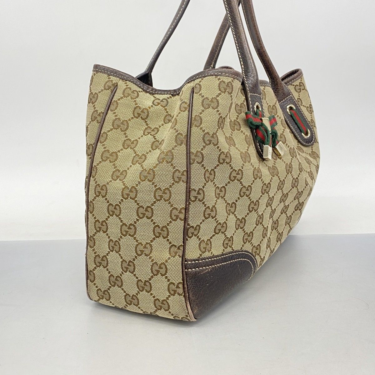 【美品】グッチ トートバッグ ベージュ キャンバス シェリーライン レディース GUCCI】グッチ シェリーライン 257341 トートバッグ レディース GG