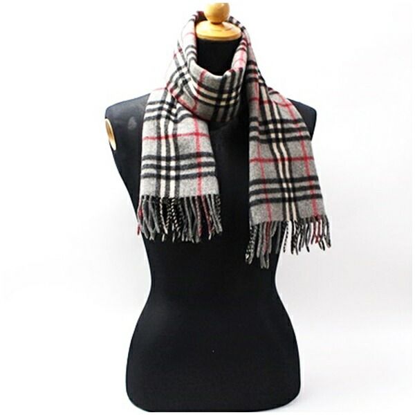 バーバリー カシミヤ マフラー グレー チェック 130 29cm 中古 - メルカリ