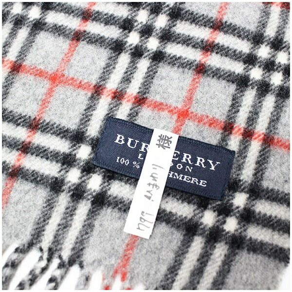 バーバリー カシミヤ マフラー グレー チェック 114 22cm 中古 - メルカリ