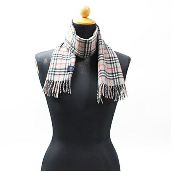 バーバリー カシミヤ マフラー グレー チェック 114 22cm 中古 - メルカリ