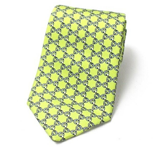 【新品未使用】HERMES ボート柄 シルクネクタイ エルメス シルク ネクタイ 未使用 チェーン柄 中古 Sランク HERMES