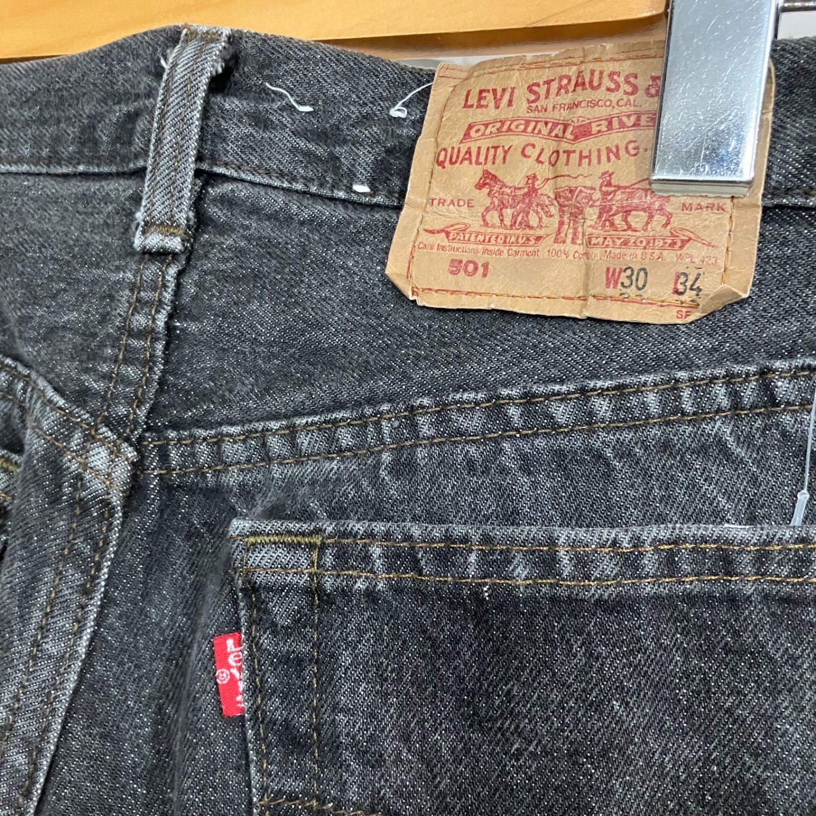 90s LEVI'S / リーバイス USA製 501 先染めブラック デニムパンツ