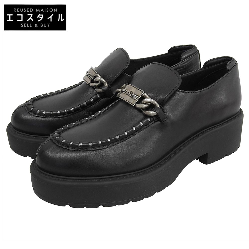 MIUMIU ミュウミュウ 新品同様 厚底 ローファー レザー シューズ