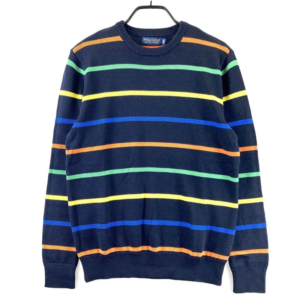 サイズ：S POLOGOLF ラルフローレン ポロゴルフ  ニット セーター ボーダー ネイビー系 [240101599016] ゴルフウェア メンズ ストスト サイズ：S POLOGOLF ラルフローレン ポロゴルフ ニット セーター