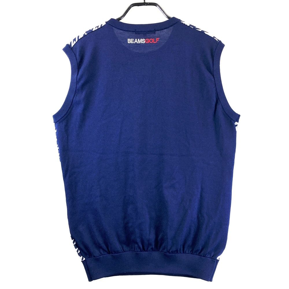 サイズ：XL BEAMS GOLF ビームスゴルフ ニットベスト 千鳥柄 ネイビー