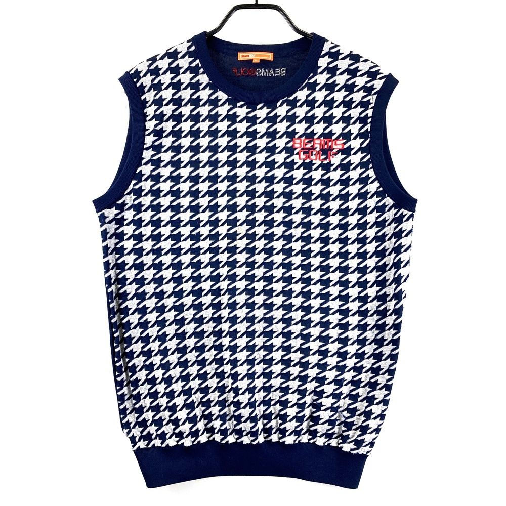 ビームスゴルフ 千鳥格子柄 防風 ニット プルオーバー Vネック メンズ M BEAMS GOLF（ビームス ゴルフ）PURPLE LABEL / 千鳥ジャカード ニット