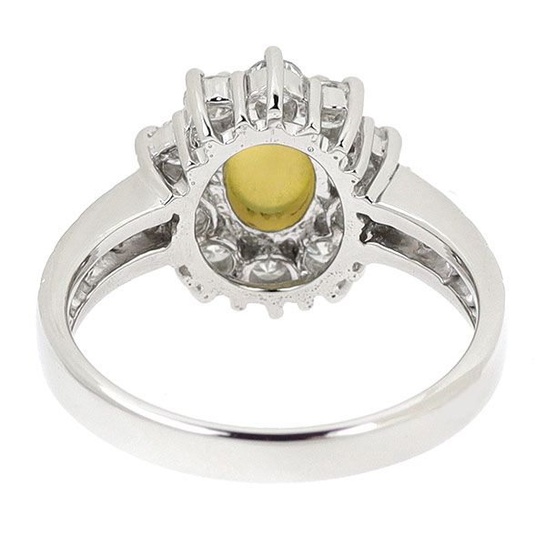 Pt900 クリソベリルキャッツアイ ダイヤモンド リング 1.49ct 0.83ct