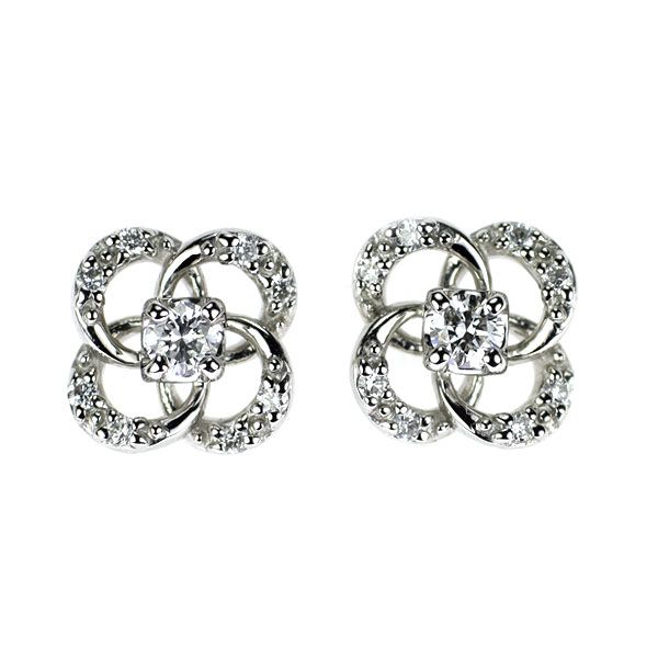 ヴァンドーム青山 ダイヤモンド ハート ピアス Pt950 / Pt900 訳有 Vendome Aoyama ヴァンドーム青山 ハートモチーフ・ダイヤモンド