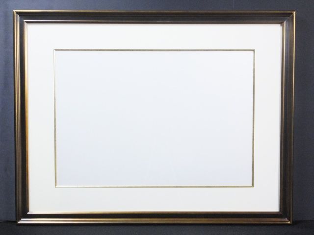 モールディング 　大全紙　水彩/版画用額縁『布張りタトウ箱　黄袋付』0109K モールディング 燻金ヘアーライン 大全紙 水彩 / 版画用額縁『面金付き