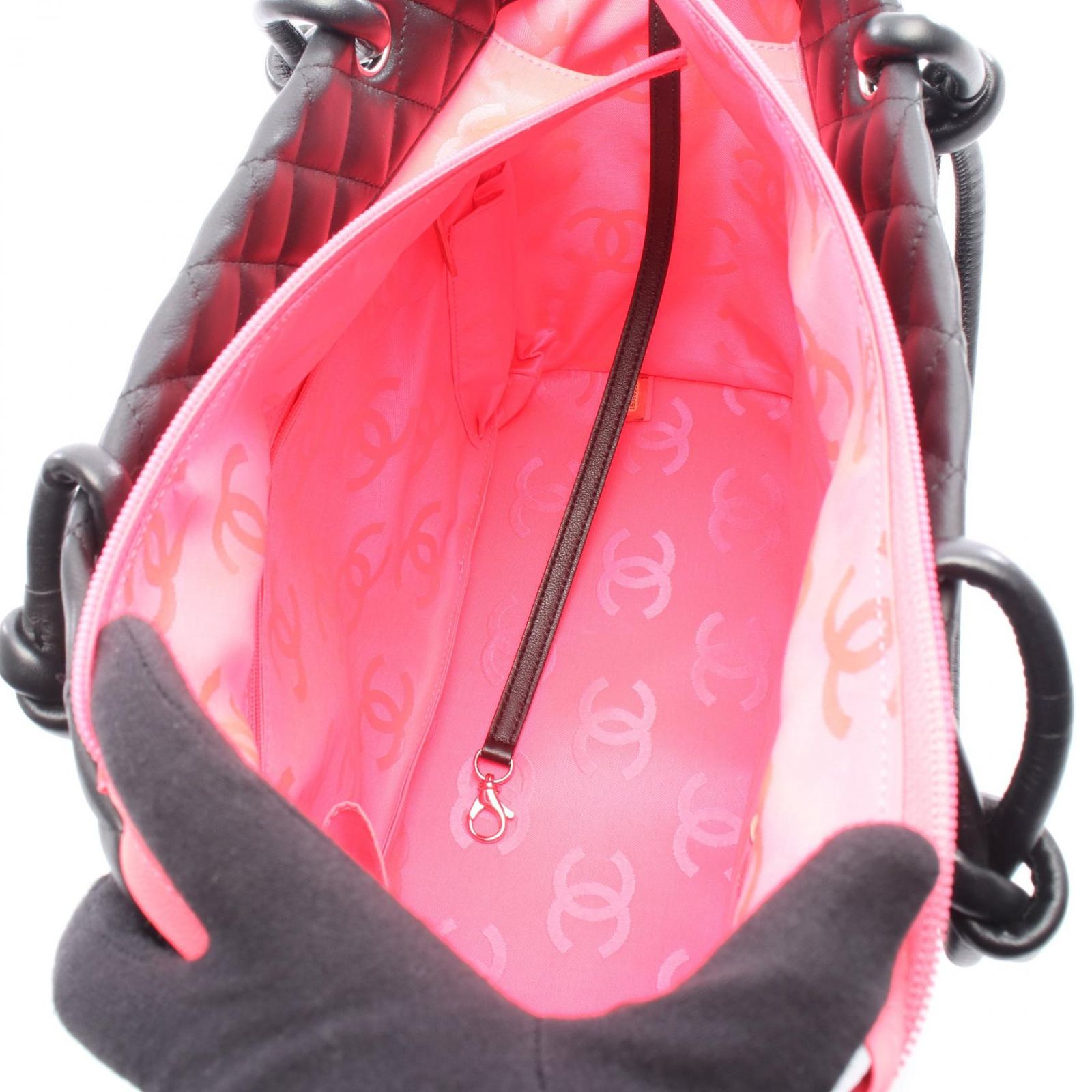 シャネル CHANEL トートバッグ カンボンライン ラージ ブラック レザー